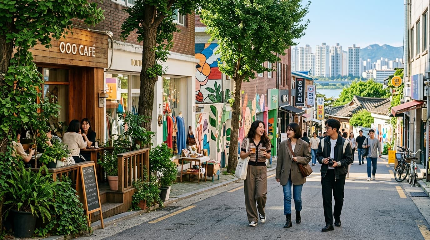 Trendy Seoul neighborhood with cafés, boutique shops, and stylish locals in 2026