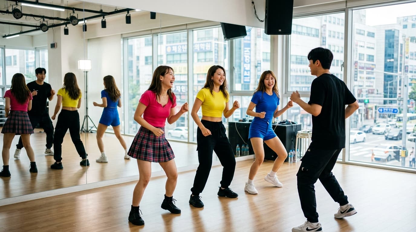 韓国・ソウルのダンススタジオでアイドル体験を楽しむ30代日本人女性たち