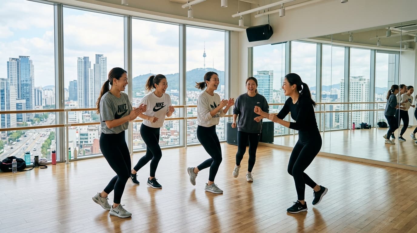 ソウルのダンススタジオでK-POPダンスを楽しむ日本人女性たち
