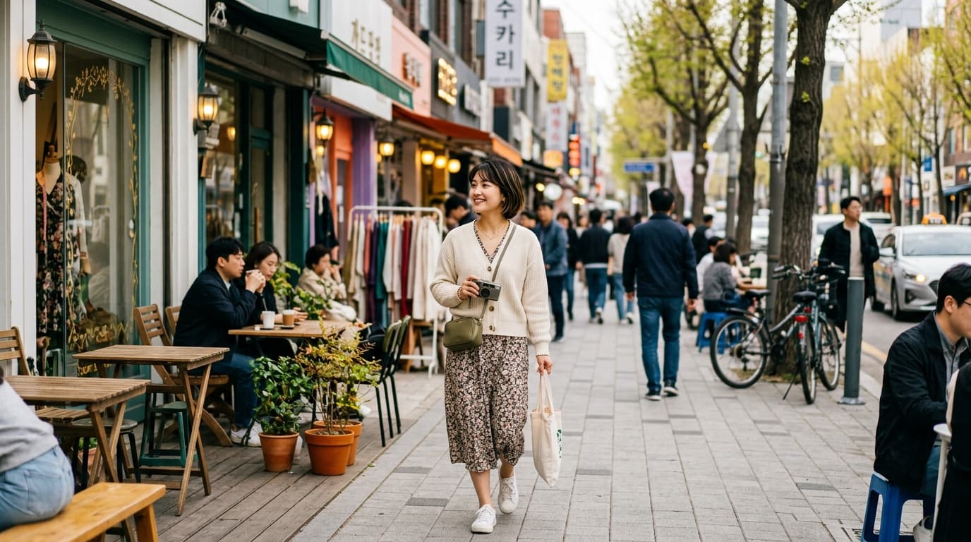 2026年春のソウル、聖水のカフェやショップを巡る日本人女性
