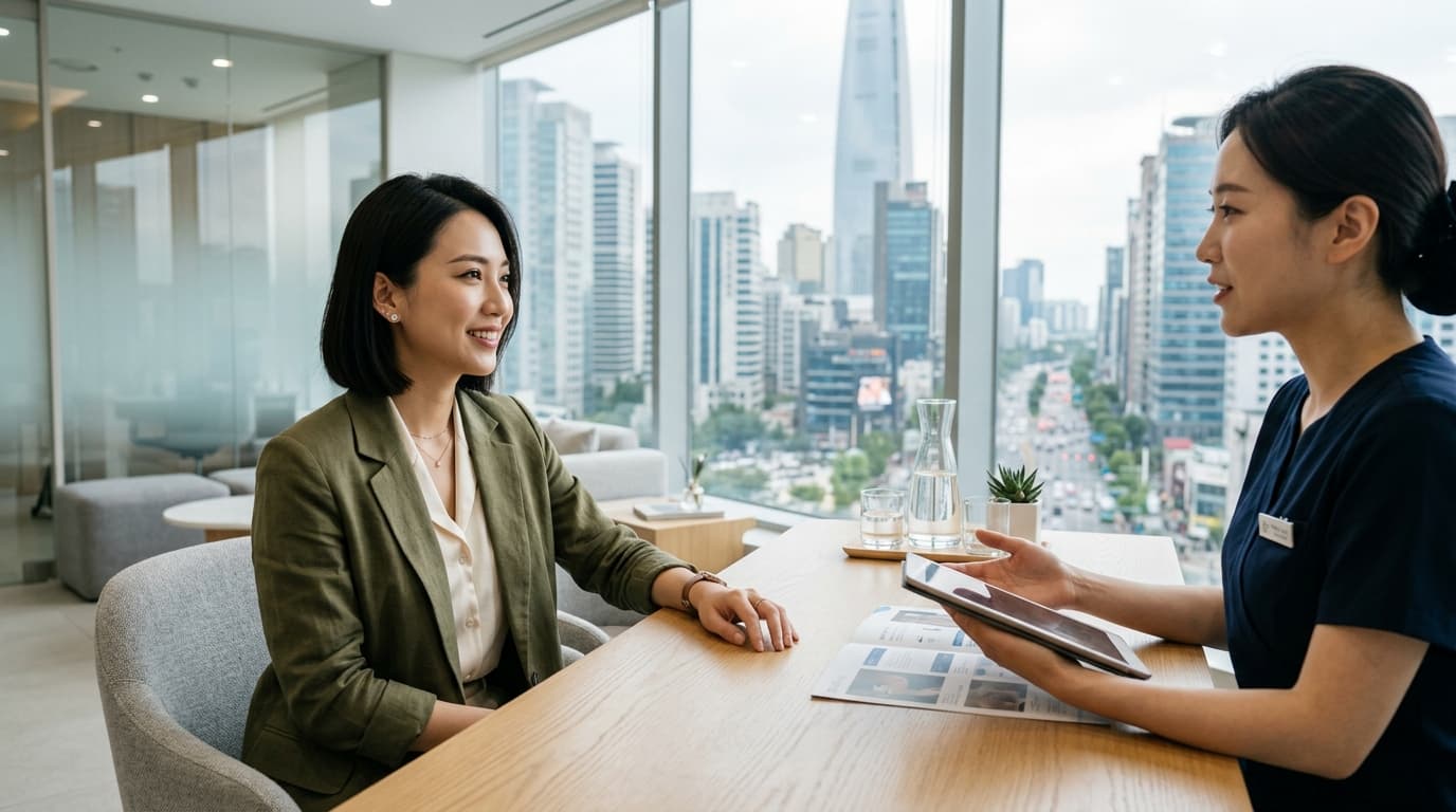 台灣女生在首爾江南現代眼科診所諮詢 SMILE Pro 療程